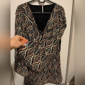 Free people Psychedelic Leaf-Print V-Neck Scoop Dress